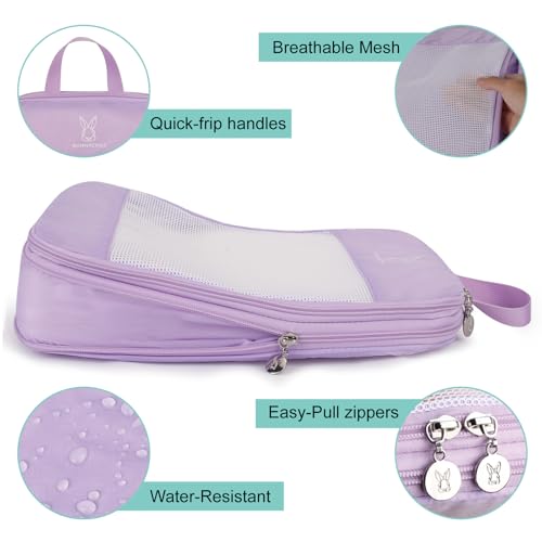 6/8 Set Space Saving Compression Packing Cubes Lightweight Packing Cube - color: Lavender, size: 6 Pcs(XL,L,M*2,S,laundry bag)