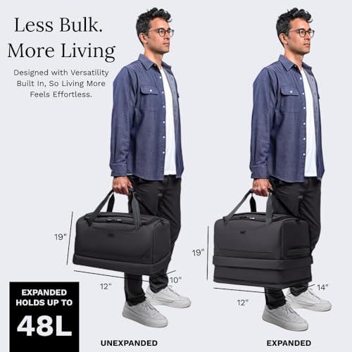 Knack Expandable Travel Duffel Bag, 35L-48L, 4-5 Day - color: Midnight Black, style: Travel Duffel