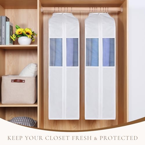 Univivi 32 Inch Cotton Garment Bags for Storage, 2 Pack, White - size: 32 Inch - 2 Pack