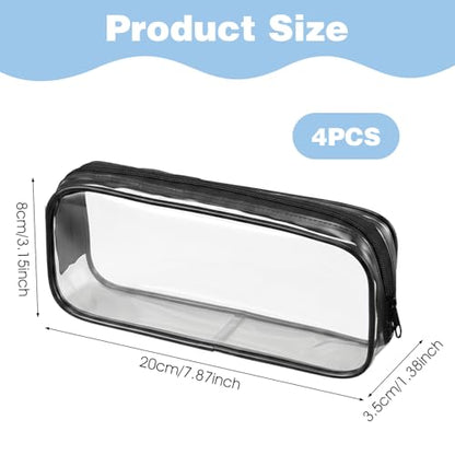 4Pcs Clear Makeup Brush Travel Case with Zipper, Multi-use Makeup Brush Bag, Travel Luggage Make up Cosmetic Bag
