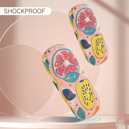 PERFECTSIGHT Hard Shell Eyeglasses Case, PU Leather Protective Glasses Case, Cute Eyeglass Case for Women Men Girls - color: Fruits