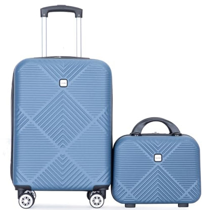 Tripcomp Carry-on Luggage Set 2 Piece Hardside Suitcase With Spinner Wheels - color: Blue-2, size: 2 Piece Set(14/20)