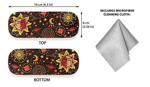 WIRESTER Hard Shell Eyeglasses Case, Clamshell Sunglasses Holder Protective Cover with Microfiber Cloth - color: Celestial Sun Moon and Stars