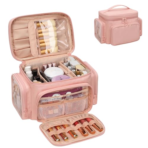 Bagmoly Large Makeup Bag, Travel Makeup Cosmetic Bag for Girls, Pink - color: 03-Pink, size: Medium