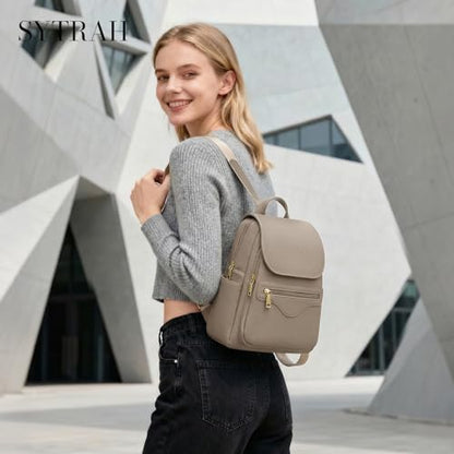 SYTRAH Mini Backpack Purse for Women, Small Travel Casual Daypack Khaki - color: Khaki