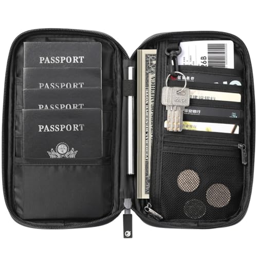 VanFn RFID Travel Passport Wallet, Family Passport Holder, Trip Document Organizer P.Travel Series - color: Light Gray