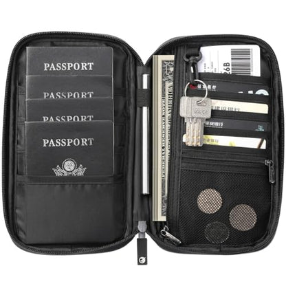 VanFn RFID Travel Passport Wallet, Family Passport Holder, Trip Document Organizer P.Travel Series - color: Light Gray