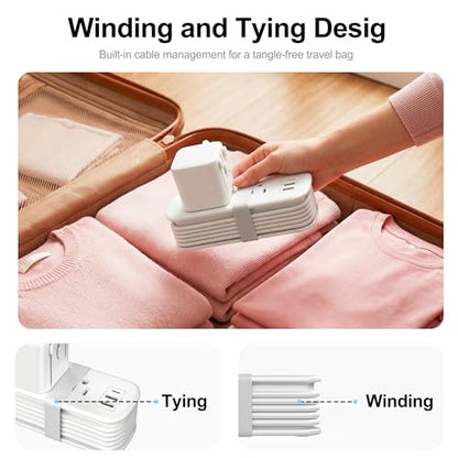 VYLEE Universal Travel Adapter with 6FT Extension Cord - color: White