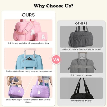 Gift Idea for Women-Initial Gym Duffle Bag, Carry On Bag for Women - color: Purple, style: H