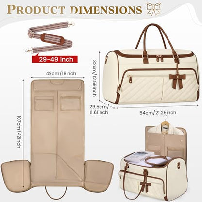 RAINSMORE Garment Bags for Travel Women with Shoe Bag & Wet Pocket - color: BeigeBrown
