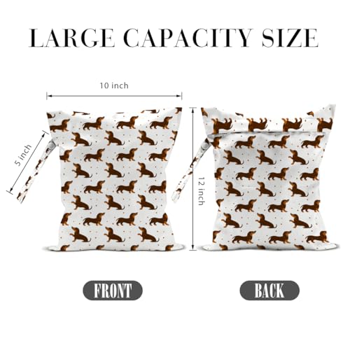 2 Pcs Cute Dachshund Wet Bags Birthday Beach Gifts Reusable Zipper Pouch - color: Multicolor 0144