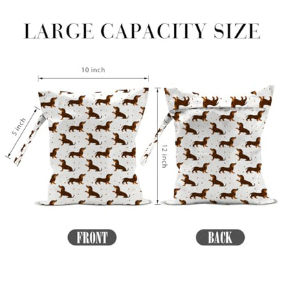 2 Pcs Cute Dachshund Wet Bags Birthday Beach Gifts Reusable Zipper Pouch - color: Multicolor 0144