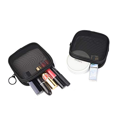 patu Mesh Travel Toiletry Bag, Transparent Standing Pouch, Portable Shaving Washing Kits Organizer, Personal Care Trip Case, 4 Packs, Size S, Black - size: Small, Black (4 Pack)