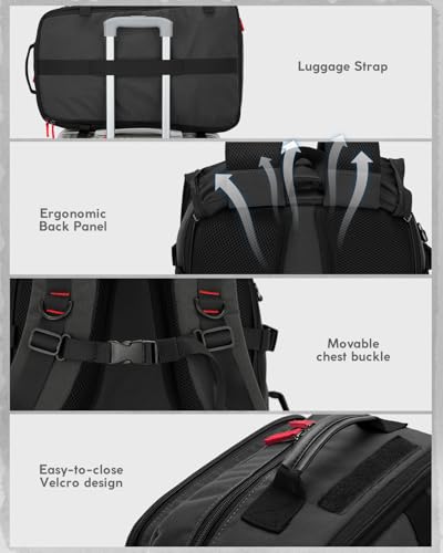 Gonex Travel Backpack, 40L Expandable Carry On, 3-in-1 Convertible - color: Black