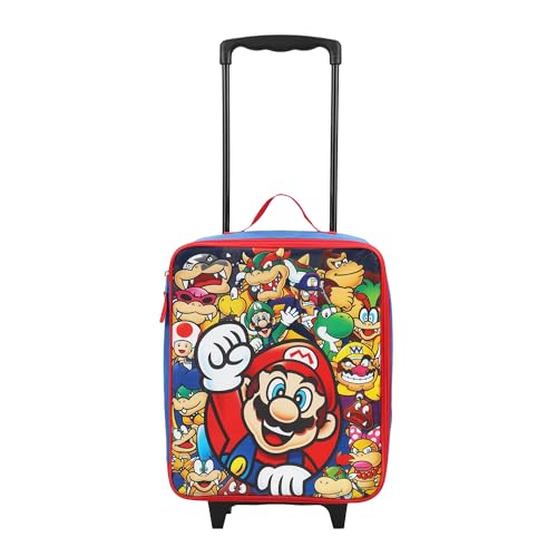 Super Mario Bros Character Group Shot 14" Youth Blue Soft Sided Luggage - color: Super Mario Group Shot Blue