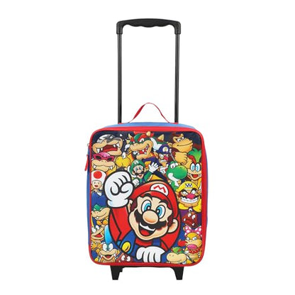 Super Mario Bros Character Group Shot 14" Youth Blue Soft Sided Luggage - color: Super Mario Group Shot Blue