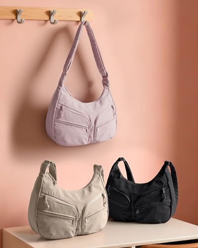 Smasrob Crescent Crossbody Bag with RFID Blocking Pocket and Bottle Holder - color: Pink