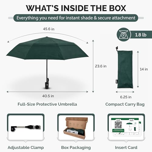 Chair Umbrella with Universal Clamp (Dark Green)