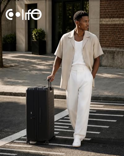 Coolife Expandable Luggage with TSA Lock Large Checked Black - color: Black, size: 29 Inch-EXT
