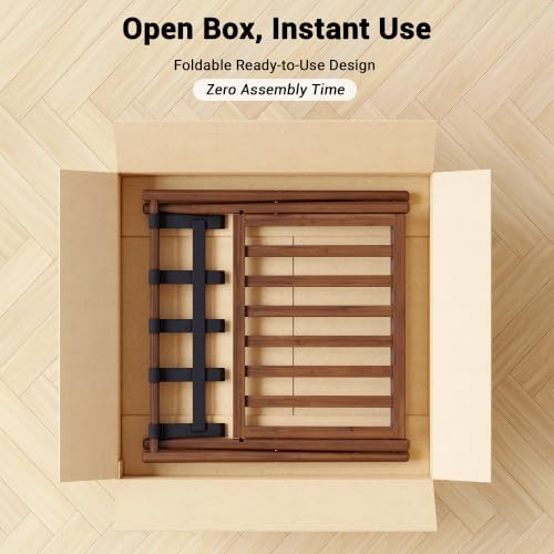 Fully Assembled Foldable Bamboo Luggage Rack for Guest Room - color: Walnut-Rounded Bamboo, size: 1 Pack