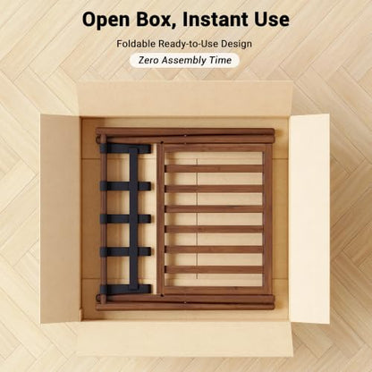 Fully Assembled Foldable Bamboo Luggage Rack for Guest Room - color: Walnut-Rounded Bamboo, size: 1 Pack