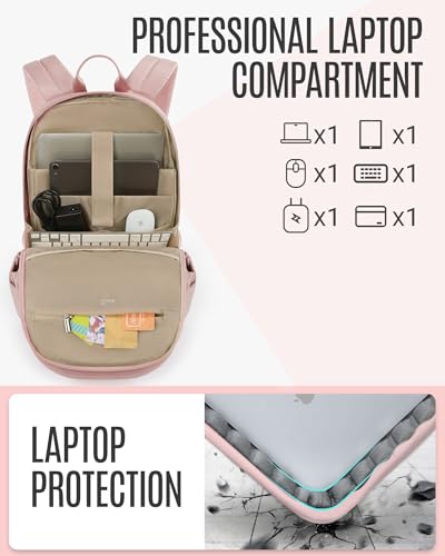 LIGHT FLIGHT Travel Backpack for Women, 15.6 inch Laptop Daypack - color: Pink, size: 15.6 Inch without Wheels