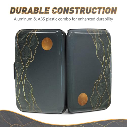 Credit Card Holder, Mini RFID Small Aluminum Card Wallet Business Card Case - color: Cool Abstract Mountain