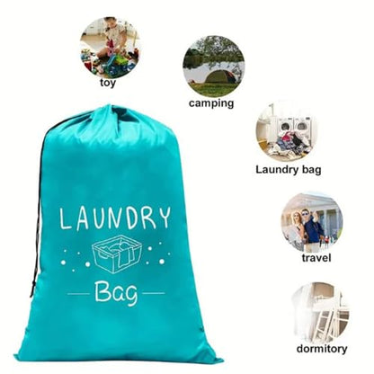 2 Pack XL Travel Laundry Bag, Dirty Clothes Organizer with Drawstring, Large Enough to Hold 4 Loads of Laundry， Easy Fit a Laundry Hamper or Basket，24" x 36" (Grey+Blue) - color: Grey+Blue