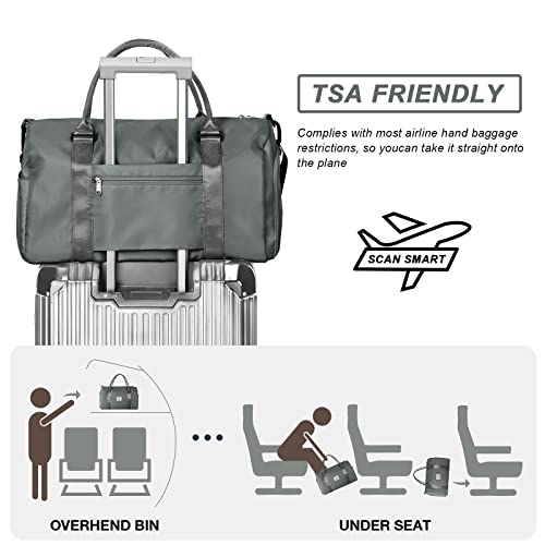Weekender Gym Duffel Bags for Women Olive Green with Toiletry Bag - color: Olive Green