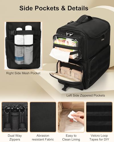 Relavel Rolling Makeup Case, Cosmetology Case on Wheels with 8 Clear Bags, Professional Makeup Artist Set Bags Cosmetic Storage Organizer with Adjustable Dividers, 360° Spinner Wheels, Black - color: Black with 4 small bags