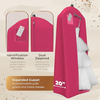 Your Bags Wedding Dress Garment Bag, 72", 20" Gusset, Fuchsia - color: Hot Pink
