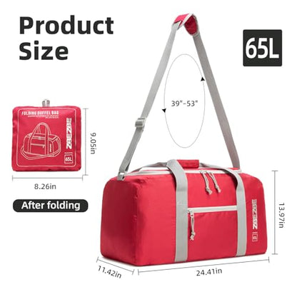 Foldable Travel Duffel Bag 65L, Large Capacity Bag for Trips - color: Deep Fuchsia, size: 65L