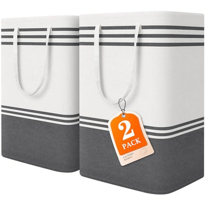 2 Pack Large Laundry Baskets, Laundry Hampers for Dorm, Bathroom, Room 75L | Freestanding, Waterproof, Collapsible Clothes Bags with Reinforced Handles - Foldable Dirty Clothes Baskets Laundry Bins - size: 2 x 75L