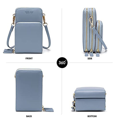myfriday Small Cell Phone Crossbody Bag, Multi-pocket & 6 Card Slots - color: A-light Blue