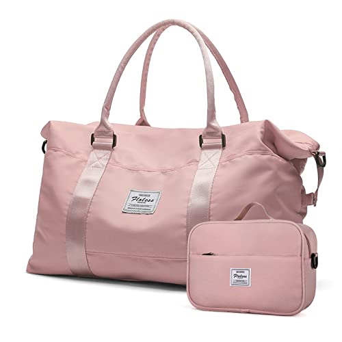 Travel Duffel Bags for Women,Carry-On Weekender Overnight Bag - color: Pink, size: Large