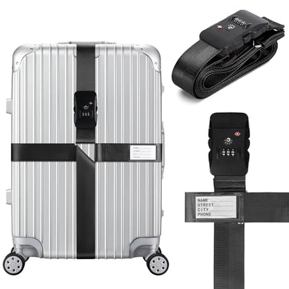 TSA Approved Luggage Straps with Combination Lock, Cross Black - color: Cross Black