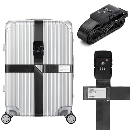 TSA Approved Luggage Straps with Combination Lock, Cross Black - color: Cross Black