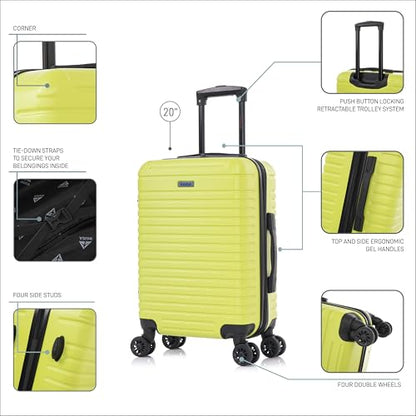 InUSA DEEP Luggage with GEL Handle | Spacious Traveling Suitcases, Travel Suitcase with Dual Spinner Wheels and Studs | 20 Inch Carry On Hardside Luggage | Green - color: Green, size: 20 Inch