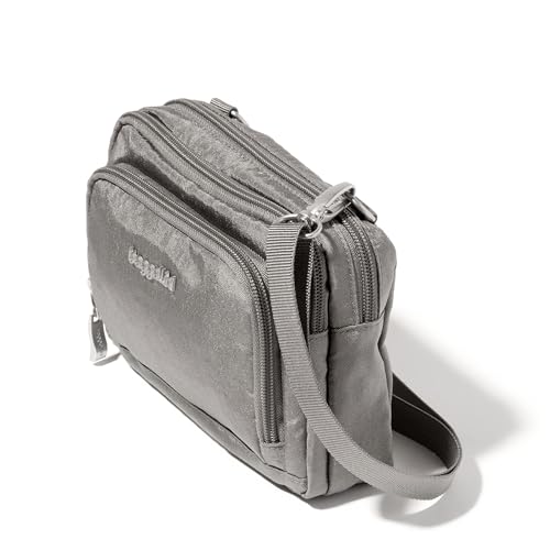 Baggallini Triple Zip with Front Wallet/Trifecta RFID Wallet Crossbody - color: Sterling Shimmer