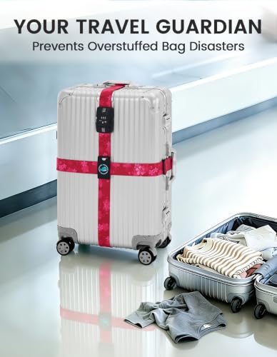 Travelkin Luggage Straps TSA Approved, Suitcase Straps with TSA Lock - color: Sakura