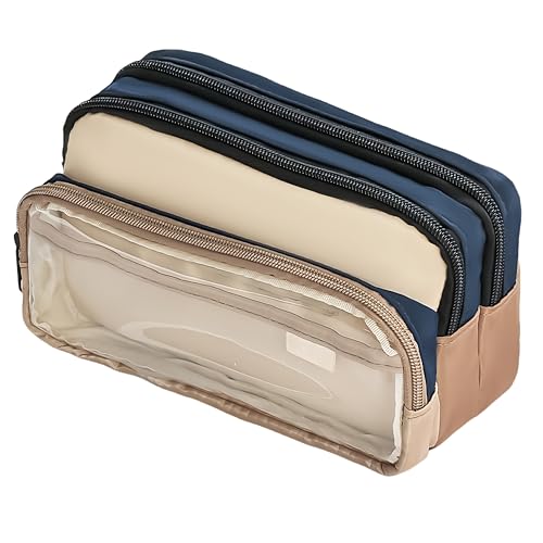Transparent Large Pencil Case Japanese Pastel Pencil Pouch (Brown) - color: Brown