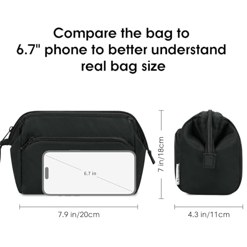 Narwey Travel Makeup Bag Toiletry Bag, Wide Open Cosmetic Bag for Women - color: A-Black, size: Small