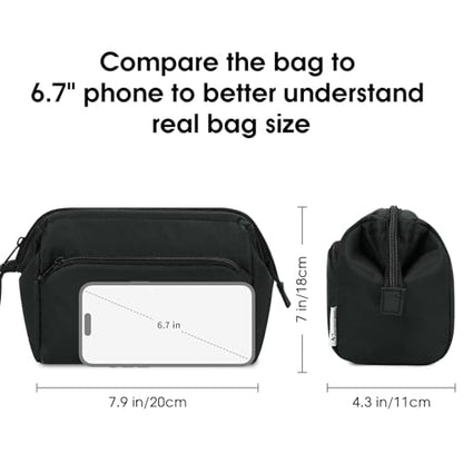 Narwey Travel Makeup Bag Toiletry Bag, Wide Open Cosmetic Bag for Women - color: A-Black, size: Small