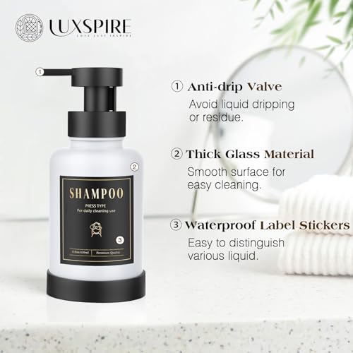 Luxspire Glass Foaming Soap Dispenser 15oz Hand Soap Bottle, White, 2 Pack - color: White