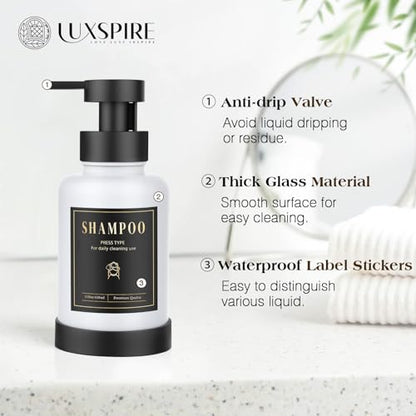 Luxspire Glass Foaming Soap Dispenser 15oz Hand Soap Bottle, White, 2 Pack - color: White