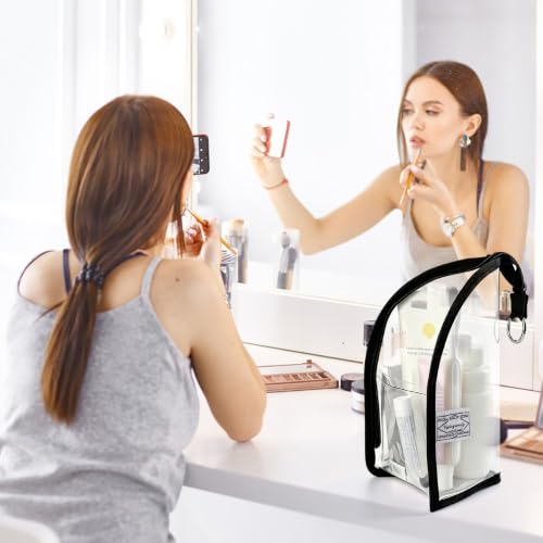 Valleycomfy 2Pcs Clear Standing Toiletry Bags Lightweight, Black & Gray - color: Black & Gray