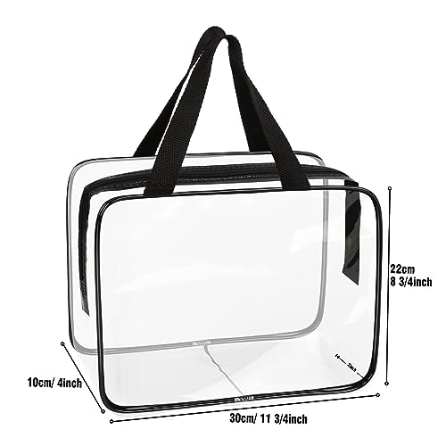 APREUTY 3 Pack Large Clear Makeup Bag, TSA Approved Toiletry Bag Set, Black - color: Black-3PCS (Large)