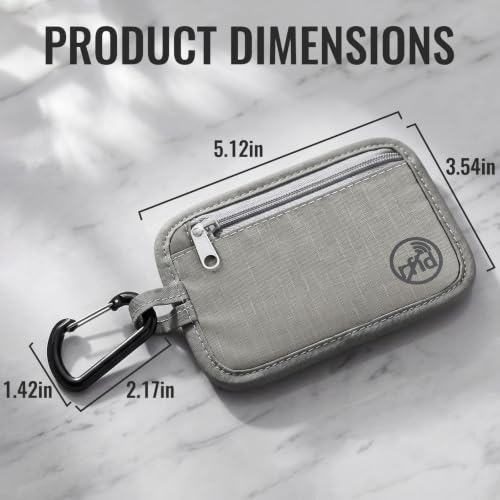 Tipmile RFID Blocking Wallet Slim Money Pouch with Carabiner for Cash Cards