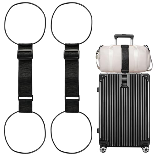 2 Pack Luggage Straps Elastic Strap for Suitcases Adjustable(Black)