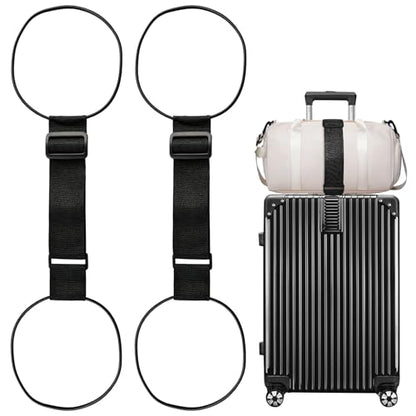 2 Pack Luggage Straps Elastic Strap for Suitcases Adjustable(Black)